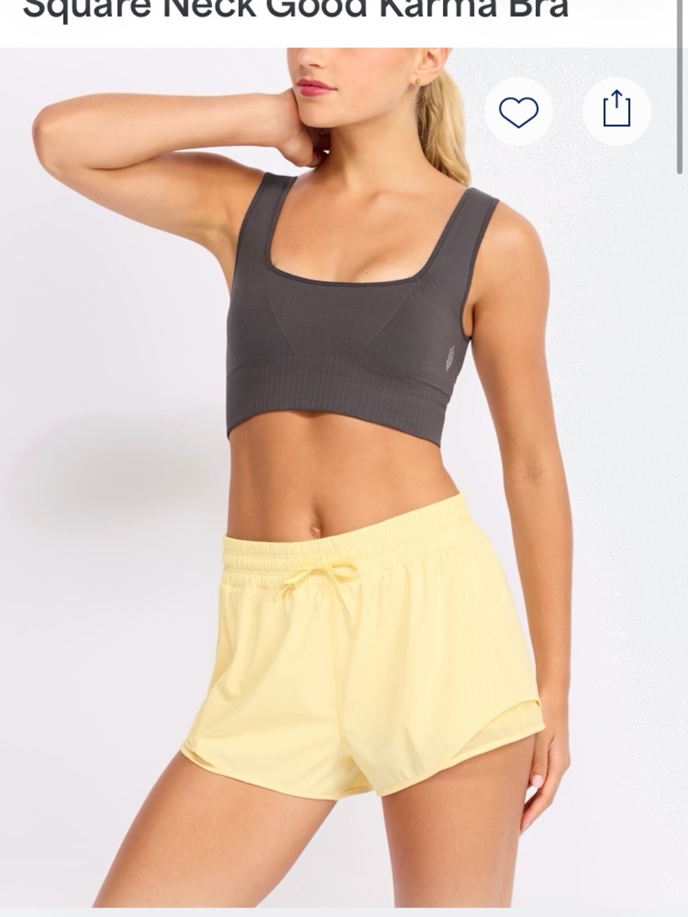FP Movement by Free People Square Neck Good Karma Bra in Charcoal Gray XL